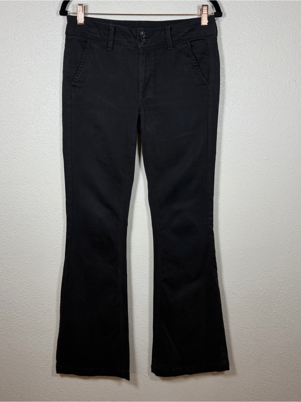 American Eagle 8 Black Kick Boot Pants Super Stretch Black Chino Business Casual